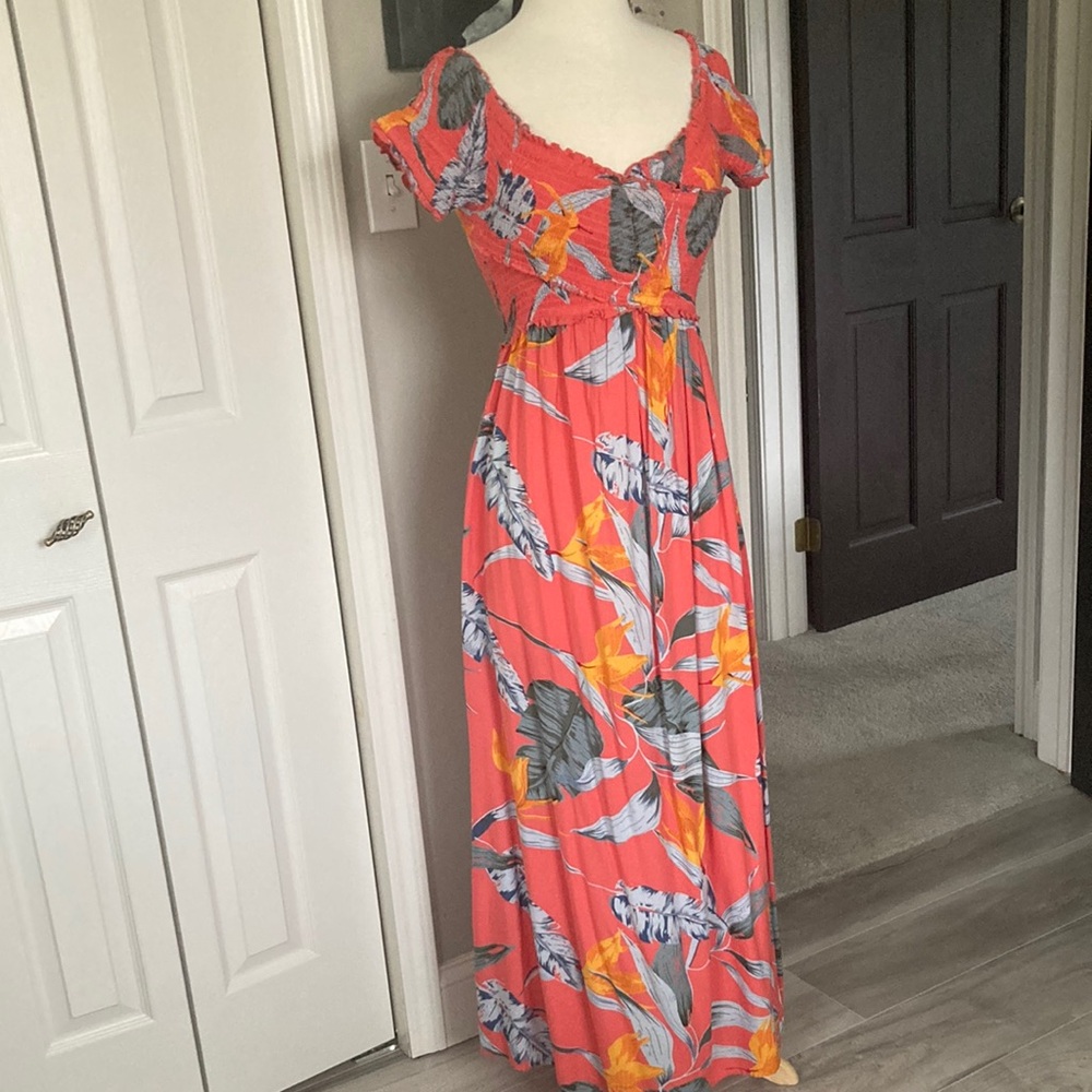 Coral Floral Maxi Dress - Women